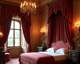 Luxurious castle bedroom with historic decor